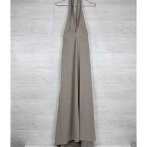 Amsale Nidhi Evening Gown Formal Dress Size 10 Stone Gray Halter Neck A Line